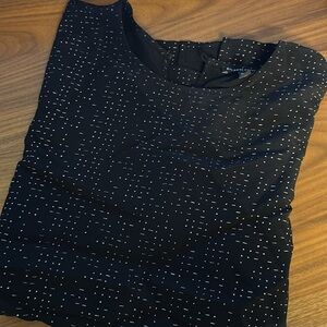 Eileen Fisher, Black Morse code round neck blouse